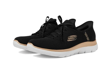 Женские кроссовки SKECHERS Summits Night Chic Hands Free Slip-Ins black/ rose gold