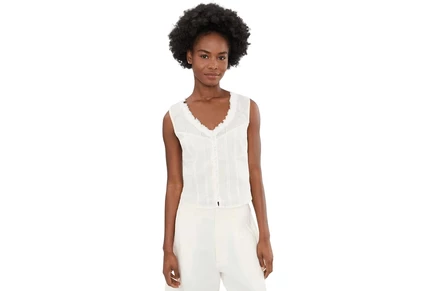 Топ Liverpool Los Angeles Sleeveless Pintucked Woven Top with Ruffles