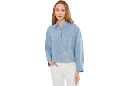 Женская рубашка Madewell Straight-Hem из 100% льна, выгоревшая синяя