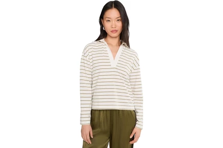 Женское поло Vince Striped Easy Long Sleeve Polo