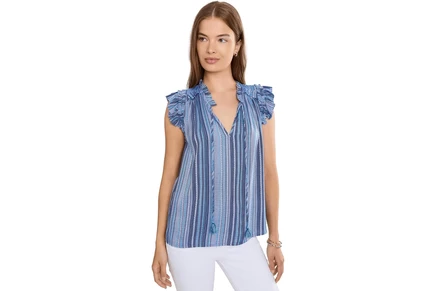 Топ Liverpool Los Angeles Petite Flutter Sleeve Ruffled Woven Top