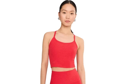 Beyond Yoga Spacedye Slim Racerback Cropped Tank chili red heather