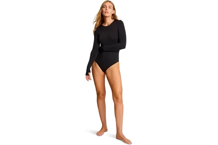 Commando Prima Ballet Long Sleeve Bodysuit w/ Thumbholes black