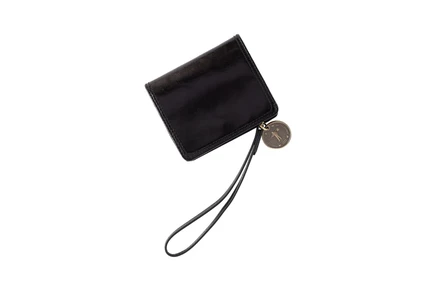 Унисекс кошелек Hobo Coin Wristlet из кожи, черный