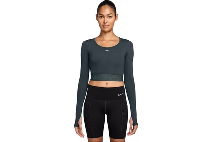 Женский укороченный топ Nike Pro Dri-FIT, зеленый с белым