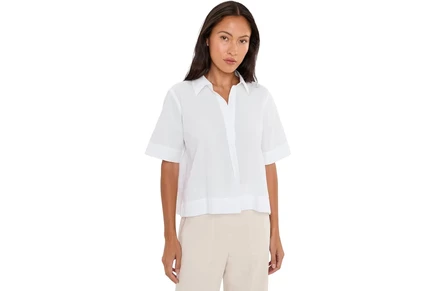 Женская футболка Eileen Fisher Petite Organic Cotton Poplin Classic Collar Top