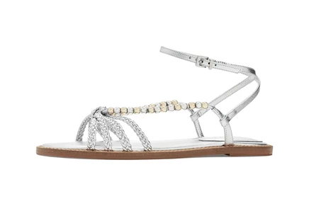 Женские босоножки Schutz Adele Glam Flat, серебристые