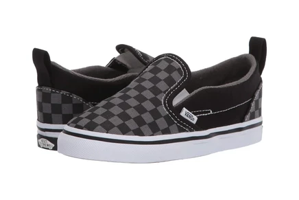 Vans Kids Slip-On V (Infant/Toddler) (checkerboard) black/pewter