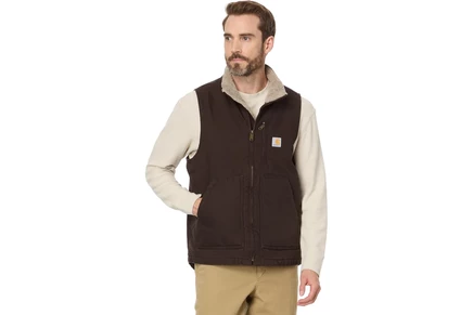 Carhartt OV277 Sherpa Lined Mock Neck Vest dark brown