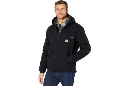 Carhartt OJ392 Washed Duck Sherpa Lined Hooded Jacket black
