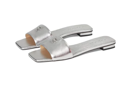 Сандалии COACH Sculpted C Metallic Leather Flat Sandals