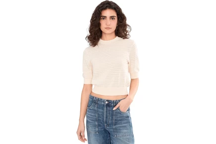 Madewell Ella Stitch Tee- Solid vintage ivory