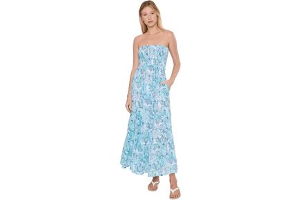 Lilly Pulitzer Anali Maxi Cover-Up resort white shell shine