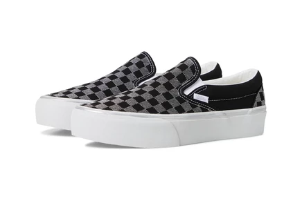Vans Classic Slip-On Platform metallic checkrbrd black