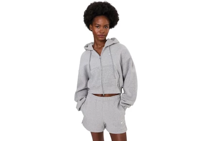 Женское худи Nike Studio Fleece на молнии, серое и молочное
