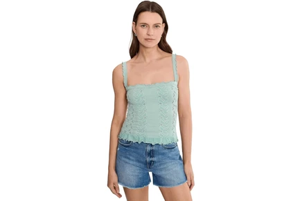 Топ Free People So Soft Frill Square Neck Tank