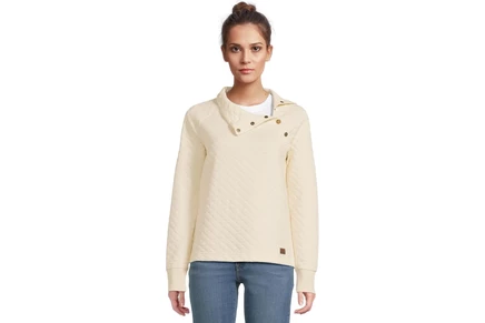Женский свитшот L.L.Bean Quilted Sweatshirt Pullover Snap Neck