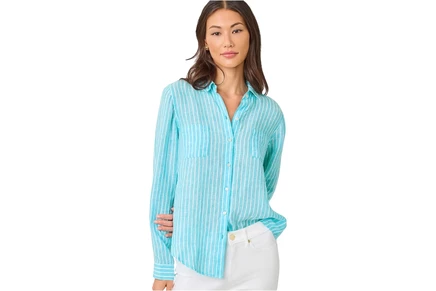 Женская рубашка Lilly Pulitzer Sea View, льняная, голубая