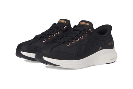 Женские слипоны Skechers Contour Foam, черные/розово-золотые