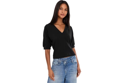 Женская футболка Lilla P Seamed V-Neck Top