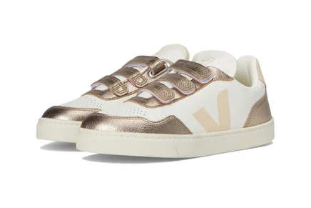 Детские кроссовки VEJA Kids Small V-90, бело-бронзовые