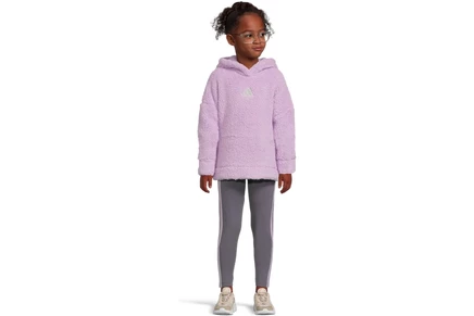 Детский комплект adidas kids hooded sherpa, пудрово-сливовый