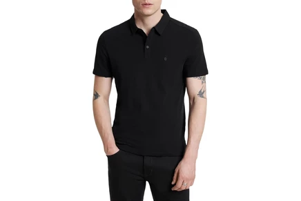 Поло John Varvatos Victor Short Sleeve Slub Cotton Polo w/ Peace Sign Embroidery K5787Y2