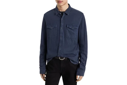 Мужская рубашка John Varvatos Avron Long Sleeve Knit Western Shirt in Vintage Wash Slub K5061X88