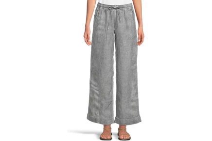 Брюки L.L.Bean Premium Linen Breezy Striped Pull-On Pants