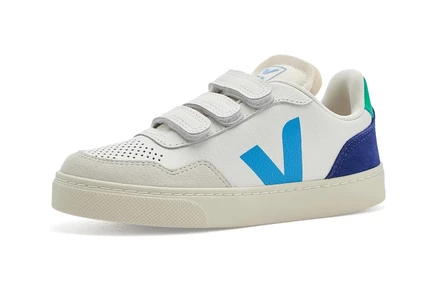 Детские кроссовки VEJA Kids Small V-90, белые/селеста/кобальт
