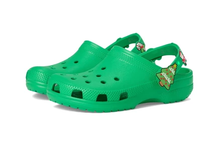 Детские сабо Crocs Classic Holiday Lights с подсветкой, зеленые