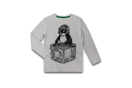 Детская футболка с длинным рукавом Appaman Kids Penguin DJ, меланж