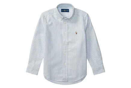 Детская рубашка Polo Ralph Lauren оксфорд из хлопка, в светло-голубую полоску