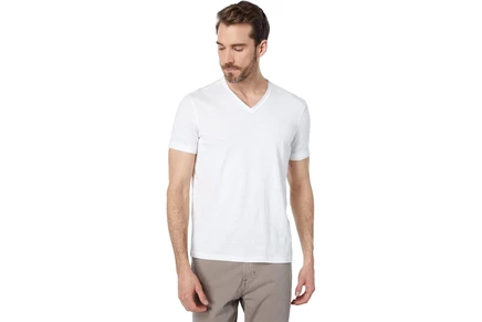 Футболка John Varvatos Short Sleeve Slub V-Neck with Cut Raw Edge K3595U1B