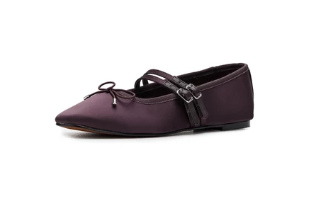 Женские балетки Madewell Greta Bow сатиновые, темно-сливовые