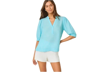 Женский льняной топ Lilly Pulitzer Mialeigh, голубой/белый