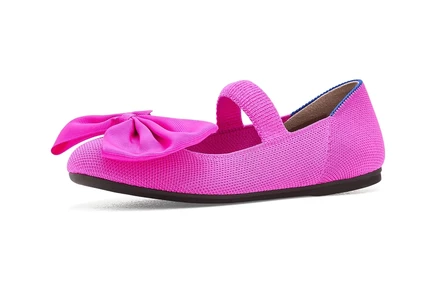 Детские балетки Rothy's Kids Big Bow Mary Jane с бантом, розовые
