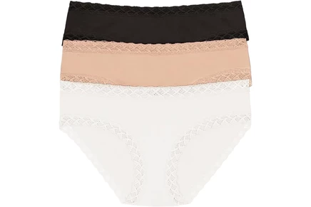 Женские трусы Natori Bliss 3 шт., черный/кофейный/белый