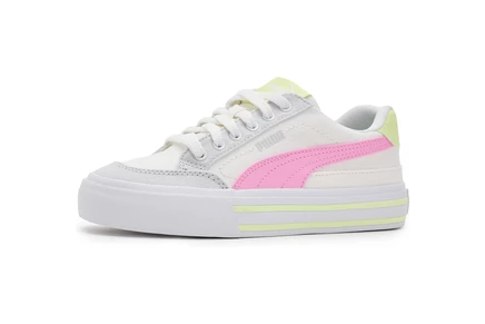 Кроссовки для больших детей PUMA Court Classic Vulc, бело‑розовые