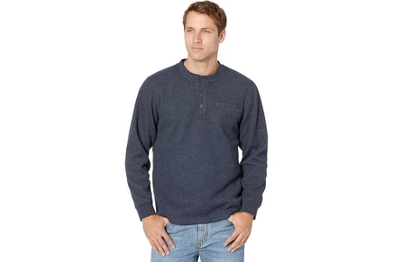 Мужская рубашка L.L.Bean Katahdin Iron Works Bonded Waffle Fleece Henley Slightly Fitted Regular