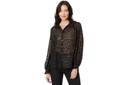 Vince Camuto Collared Blouse with Wrist Tie rich black