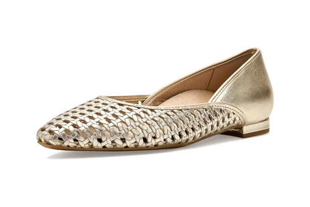 Женские балетки Vionic Gracia Woven кожаные, золотистые