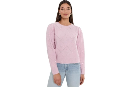 Свитер CeCe Embellish Pointelle Pearl Sweater