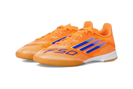 adidas Kids F50 League Indoor Cleats (Little Kid/Big Kid) beam orange/lucid blue/white