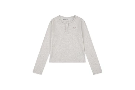 Лонгслив для детей Abercrombie Kids Essential Henley, овсяный меланж