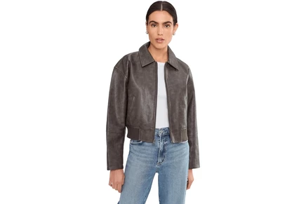 Женская куртка-бомбер Levi's из экокожи, пепельно-серая