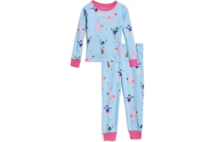 Hatley Kids Figure Skaters Cotton Rib Pajama Set (Toddler/Little Kid/Big Kid) blue