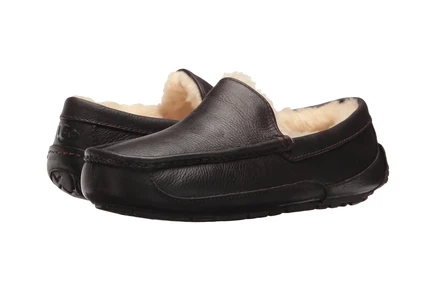 Мужские тапочки UGG Ascot Leather, коричневые