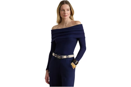 Топ Lauren Ralph Lauren Ribbed Cotton-Blend Off-The-Shoulder Top