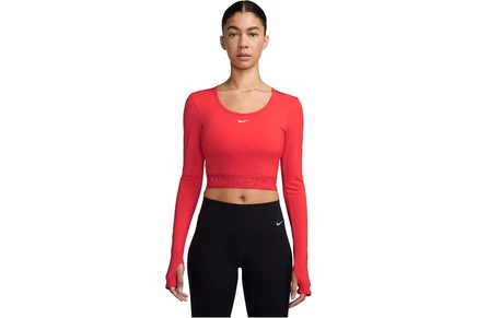 Женский укороченный топ Nike Pro Dri-FIT, светло-алый/белый